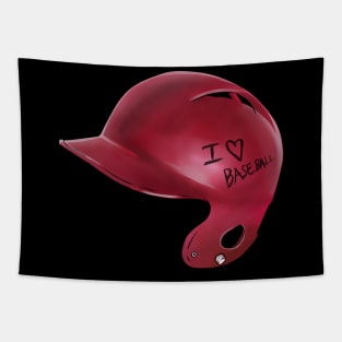 I Love Baseball Helmet Font Baseball Tapestry