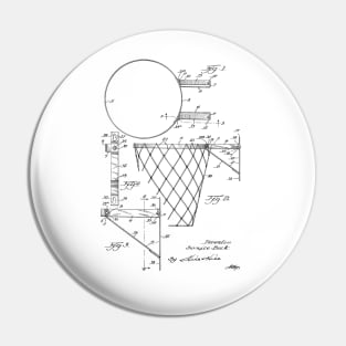 Basketball Goal Vintage Patent Hand Drawing Pin