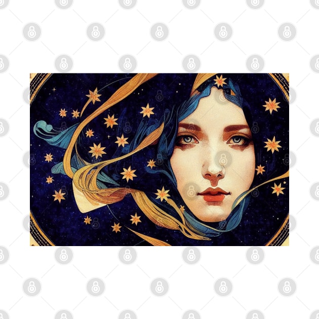 Goddess of The Stars, Art Nouveau, Vintage, Mucha, Gilded Age by AllRealities