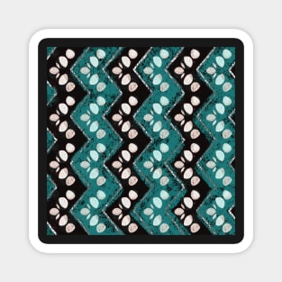 Teal n’ Black and White Zig Zag Abstract Petals Magnet