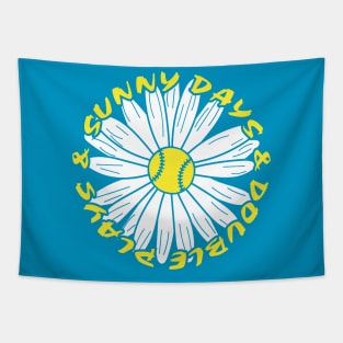 Sunny Days and Double Plays Fastpitch Softball Cute Softball Saying Tapestry