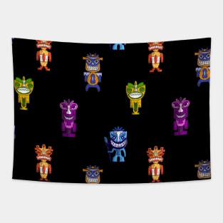 Multi Colored Tiki Idols Smiling Tropical vibes vacation Tapestry