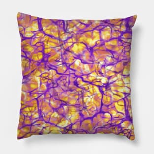 Circuits Abstract in Purple on Yellow Pillow