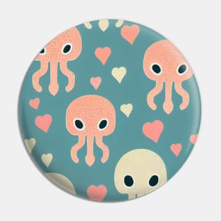 Octopus n' Hearts - Super Cute Colorful Cephalopod Pattern Pin
