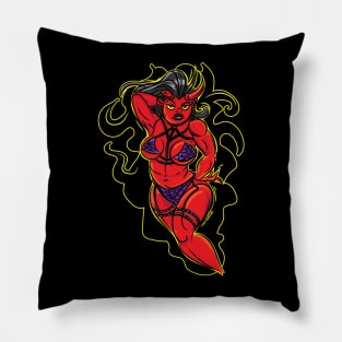 Thick or Thicc Demon Devil Girl Pillow