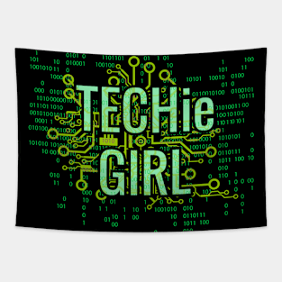 TECHie GIRL Green cyber matrix circuit T-Shirt Tapestry