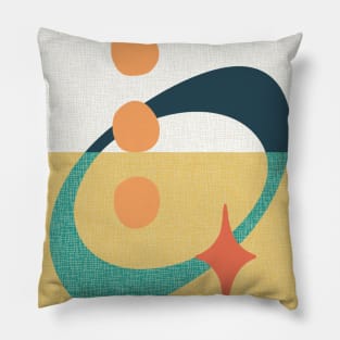 Mid Century Atomic Abstract Yellow, Teal, Orange Pillow