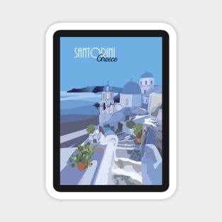 Santorini Greek Summer Holiday Illustration Magnet