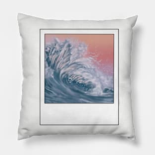 Wave with a Peach Coloured Sky in a frame Pillow