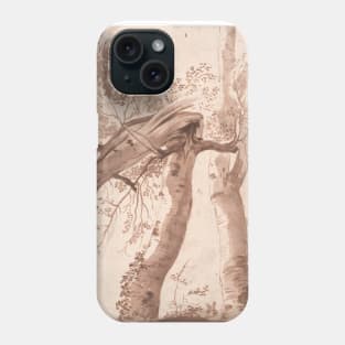 Two Silver Birches, the Front One Fallen by Nicolas Poussin Phone Case