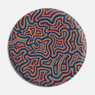 Blue Orange Red Groovy Liquid Marble Swirl Pin