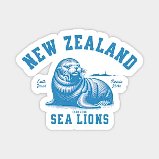 Sea lions from New Zealand, pancake rocks Magnet