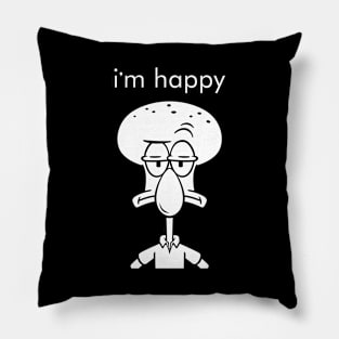 im happy face squid white line Pillow