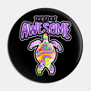 Turtley Awesome Rainbow Sea Turtle Love Pin