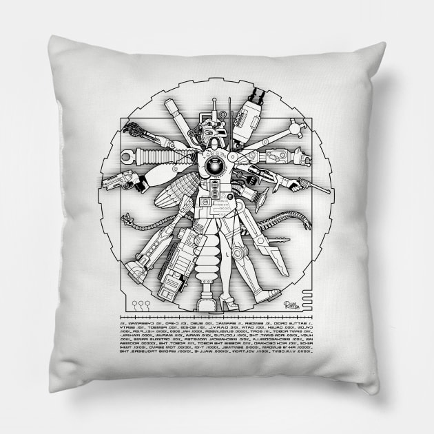 Vitruvian Machine Pillow by Captain_RibMan