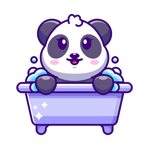 Cute panda in a bathtub cartoon character by Wawadzgnstuff