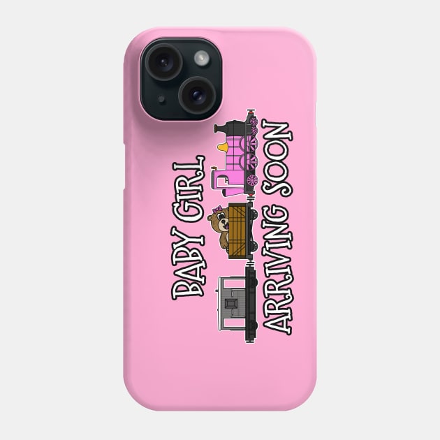 Pregnancy Announcement Steam Train, Baby Girl Arriving Soon Phone Case by doodlerob