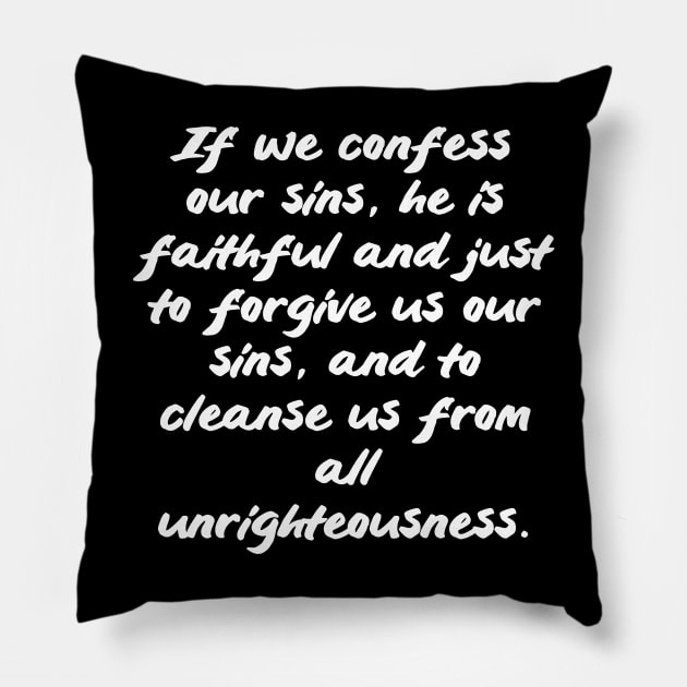 1 John 1:9 Bible Verse KJV Text Pillow by Holy Bible Verses