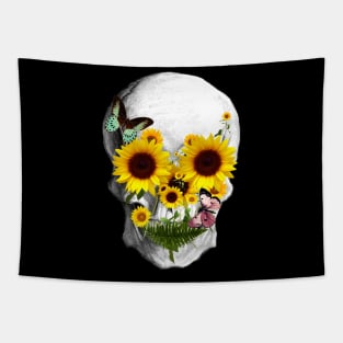 Sage Tribe Skull With sunflowers Tapestry