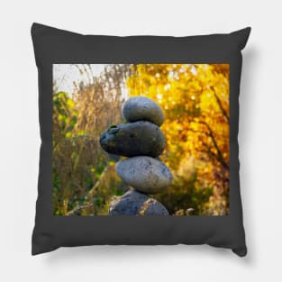 Rock Cairn on a Fall Day Pillow