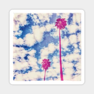 Pink Palm Trees Against a Cloudy Blue Sky Magnet