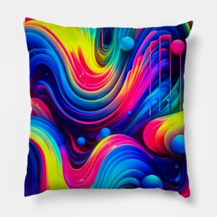 Abstract Colorful 90s Pattern Pillow
