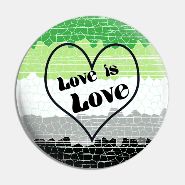 Love is Love Aromantic Flag in Mosaic Design Pin by PurposelyDesigned