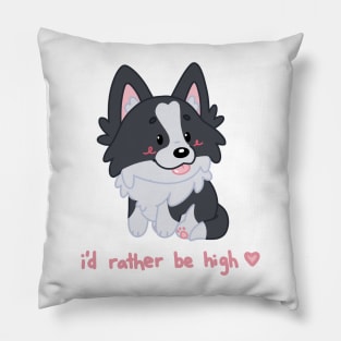 i'd rather be high border collie cute chibi dog Pillow