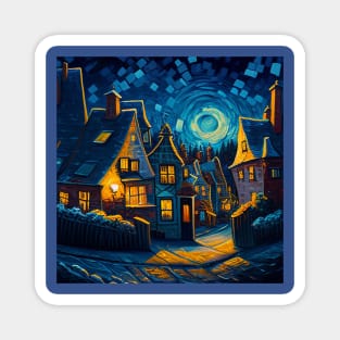 Starry Night Over Hogsmeade Village Magnet