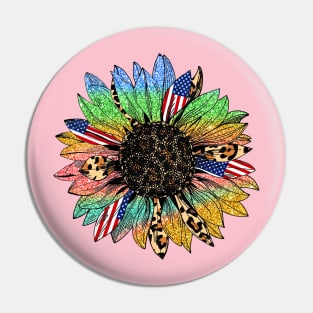 USA Flower 4th of Design Patriotic Pin