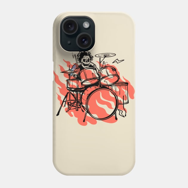 Skull Drummer Phone Case by Issho Ni