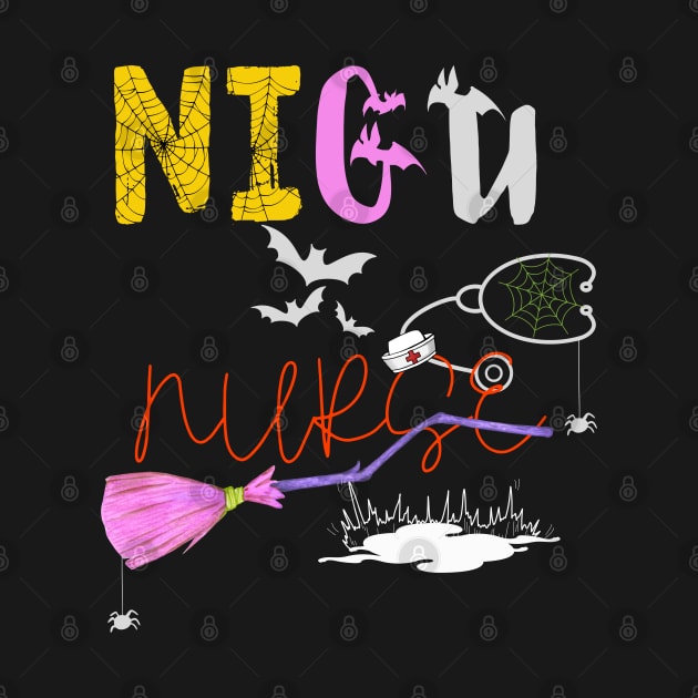 NICU Nurse Halloween RN ICU Neonatal Nursing Witch on Broom by Adam4you