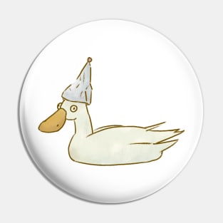 Duck with paper hat Pin