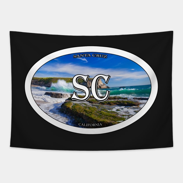 Santa Cruz Travel Sticker Tapestry by ZombeeMunkee