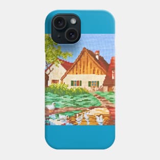 Colorful farm on knitted texture Phone Case