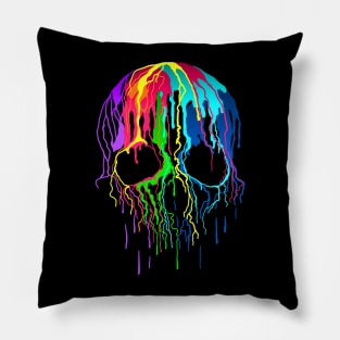 Colorful Drip Skull Pillow