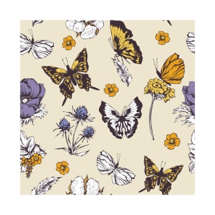 Butterflies Colorful Pattern Design Art Retro Insect T-Shirt