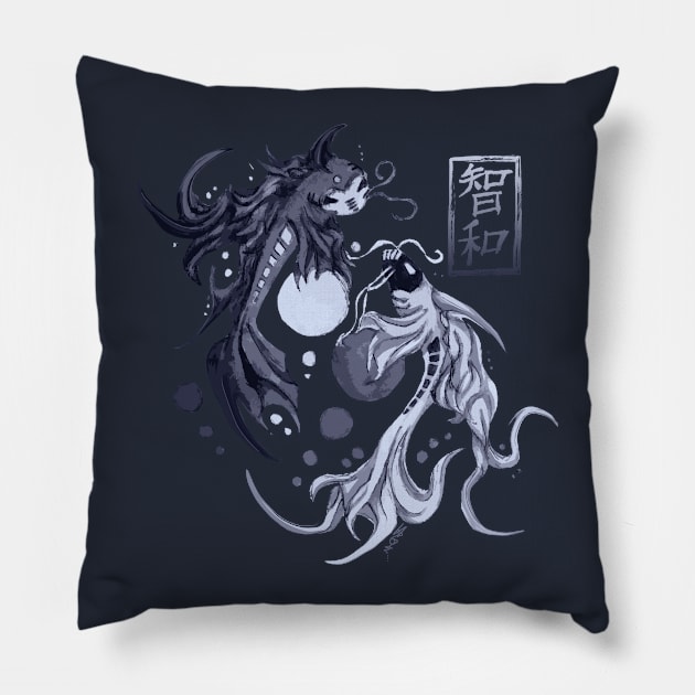 Wisdom Harmony Koi. Pillow by hybridgothica