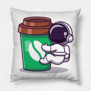 Cute Astronaut With Coffee Cup Pillow