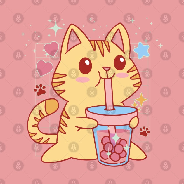 Kawaii Cat Strawberry Boba Tea by Sugoi Otaku Gifts