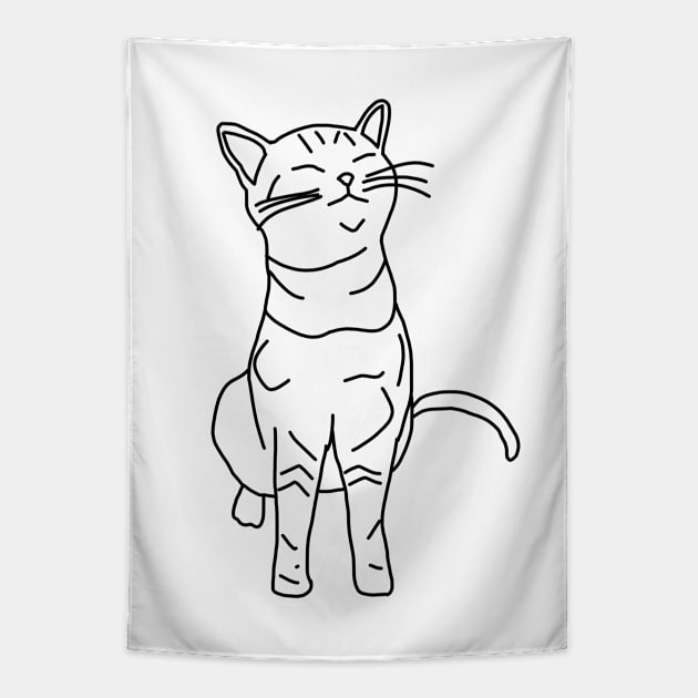 Cat Minimal Animals Doodle Tapestry by ellenhenryart