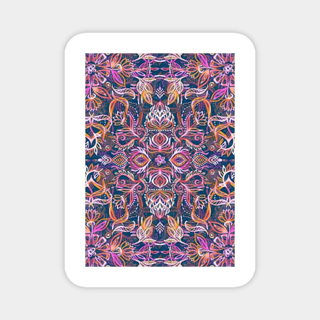 Vivid Celebration - a pattern in magenta, purple and orange Magnet by micklyn