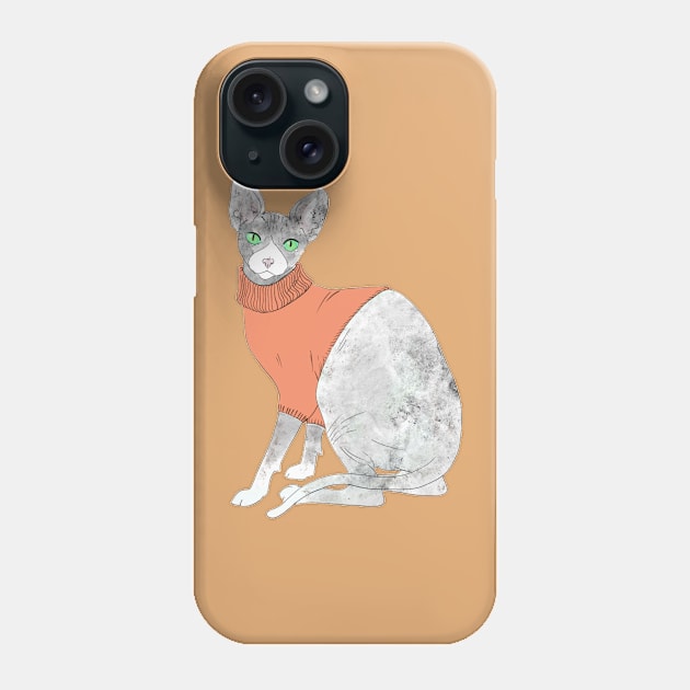 Sphynx cat keeping cosy Phone Case by Princifer