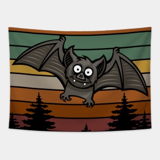 Bat Vintage Sunset Retro Halloween Design Tapestry