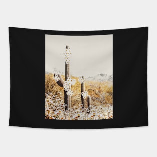 Cactus in desert with beautiful flowers boho Art Tapestry