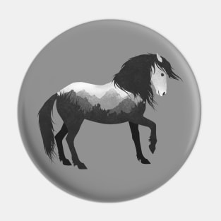 Dramabite Wild Horse Mustang Equine Double Exposure Wildlife Animal Pin