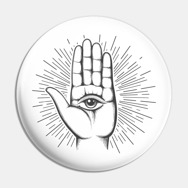 Open hand with the all-seeing eye on the palm Pin by devaleta