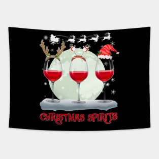 Christmas spirits wine funny shirt gift wine lover Tapestry