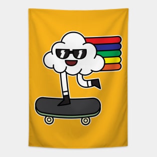 Cool Cloud Riding A Skateboard Tapestry