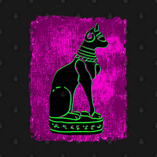 Bastet Cat Black/Green/Magenta by TJWDraws